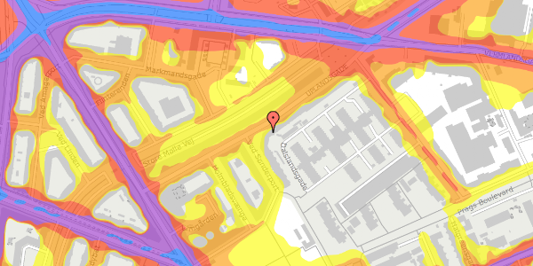 Trafikstøjkort på Uplandsgade 20, 1. th, 2300 København S