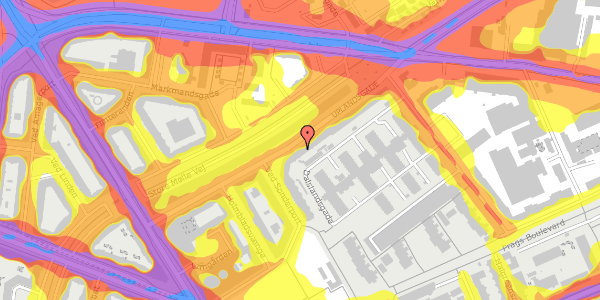 Trafikstøjkort på Uplandsgade 22, st. th, 2300 København S