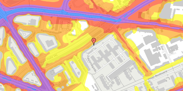 Trafikstøjkort på Uplandsgade 26, st. th, 2300 København S