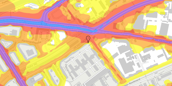 Trafikstøjkort på Uplandsgade 36A, 1. tv, 2300 København S