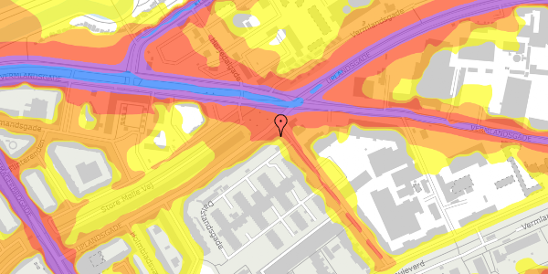 Trafikstøjkort på Uplandsgade 36B, st. th, 2300 København S