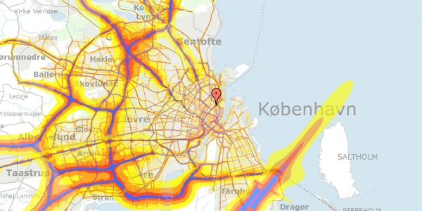 Trafikstøjkort på Upsalagade 6, 3. tv, 2100 København Ø