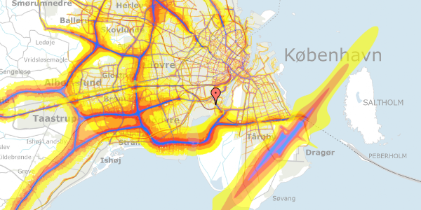 Trafikstøjkort på Wagnersvej 11A, 3. th, 2450 København SV