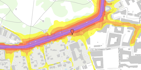 Trafikstøjkort på Valby Langgade 3A, st. , 2500 Valby