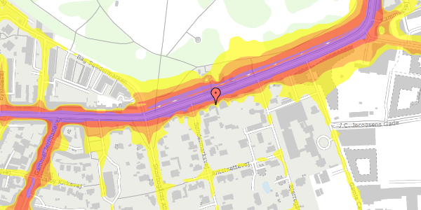 Trafikstøjkort på Valby Langgade 9, st. , 2500 Valby