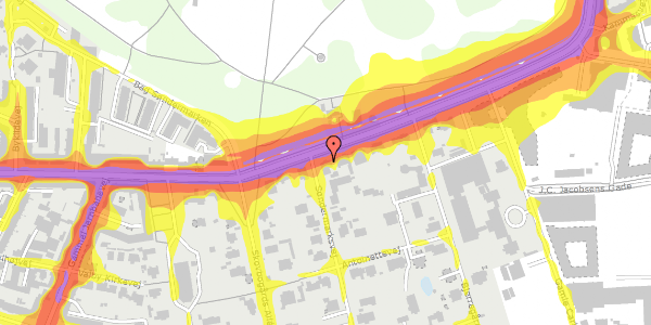 Trafikstøjkort på Valby Langgade 11, st. 5, 2500 Valby