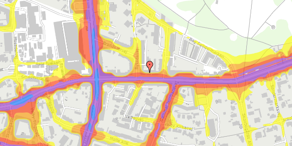 Trafikstøjkort på Valby Langgade 30A, st. 3, 2500 Valby