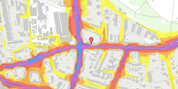 Trafikstøjkort på Valby Langgade 36, st. 1, 2500 Valby