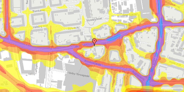 Trafikstøjkort på Valby Langgade 75B, st. th, 2500 Valby