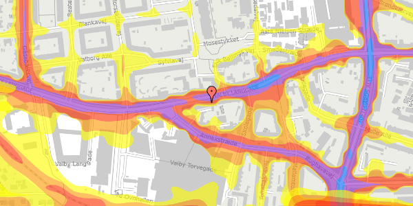 Trafikstøjkort på Valby Langgade 77, st. 1, 2500 Valby