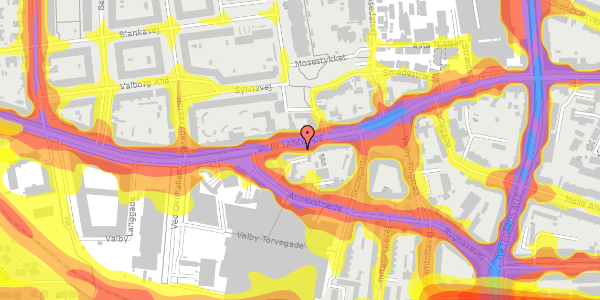 Trafikstøjkort på Valby Langgade 77, st. 2, 2500 Valby