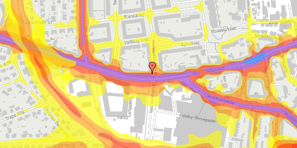 Trafikstøjkort på Valby Langgade 90, st. , 2500 Valby