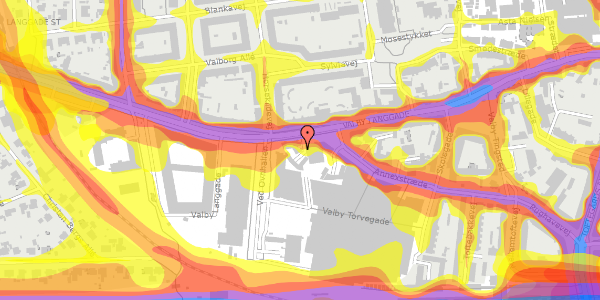 Trafikstøjkort på Valby Langgade 91, st. , 2500 Valby