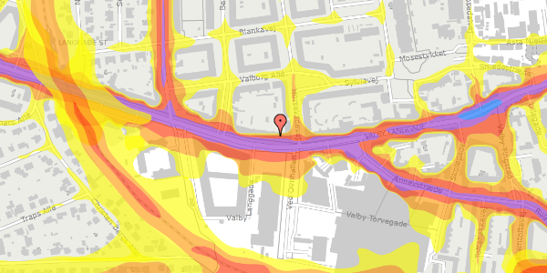 Trafikstøjkort på Valby Langgade 92, st. th, 2500 Valby