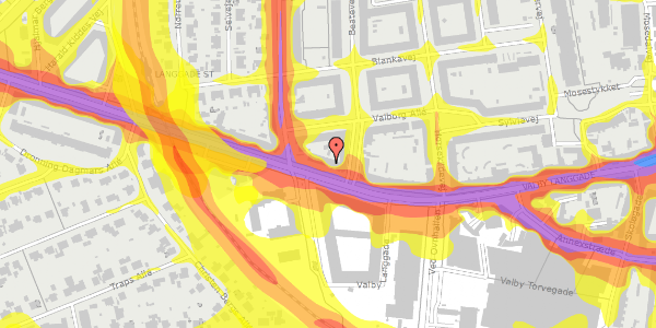 Trafikstøjkort på Valby Langgade 108, st. , 2500 Valby