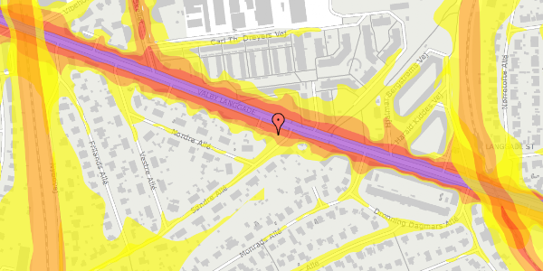 Trafikstøjkort på Valby Langgade 153, st. , 2500 Valby