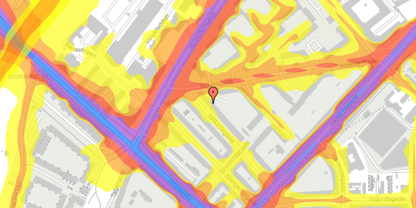 Trafikstøjkort på Valkyriegade 32, 2. tv, 2200 København N