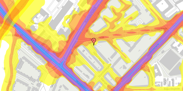 Trafikstøjkort på Valkyriegade 34, 1. th, 2200 København N