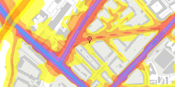 Trafikstøjkort på Valkyriegade 36, 3. tv, 2200 København N