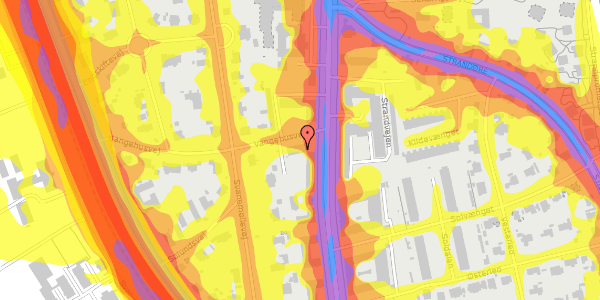 Trafikstøjkort på Vangehusvej 1B, 1. th, 2100 København Ø