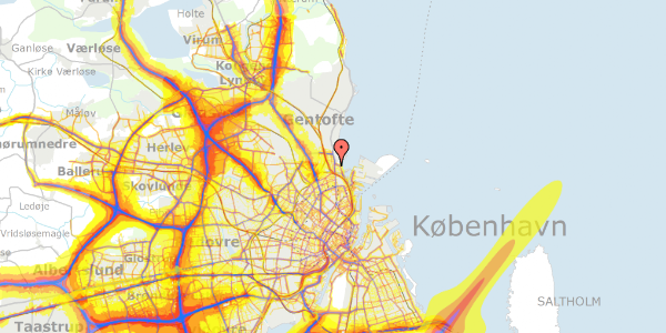 Trafikstøjkort på Vangehusvej 6A, 2100 København Ø