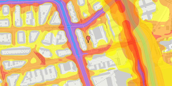 Trafikstøjkort på Vardegade 5, 2. th, 2100 København Ø