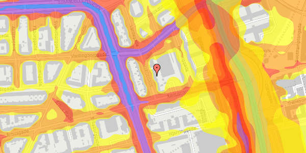 Trafikstøjkort på Vardegade 8, 4. th, 2100 København Ø