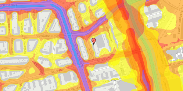 Trafikstøjkort på Vardegade 10, 1. th, 2100 København Ø