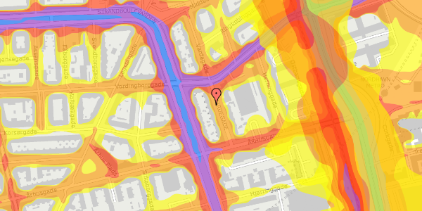 Trafikstøjkort på Vardegade 11, 1. tv, 2100 København Ø