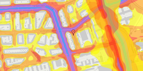 Trafikstøjkort på Vardegade 13, 3. th, 2100 København Ø