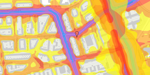 Trafikstøjkort på Vardegade 15, st. tv, 2100 København Ø