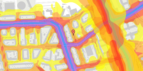 Trafikstøjkort på Vardegade 21, 2. tv, 2100 København Ø