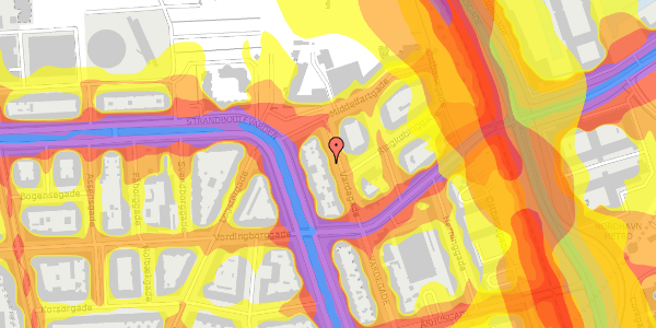 Trafikstøjkort på Vardegade 25, 1. tv, 2100 København Ø