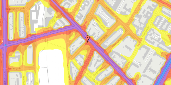 Trafikstøjkort på Vedbækgade 2, 3. th, 2200 København N