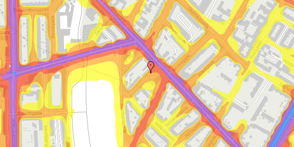 Trafikstøjkort på Vedbækgade 8, 4. tv, 2200 København N