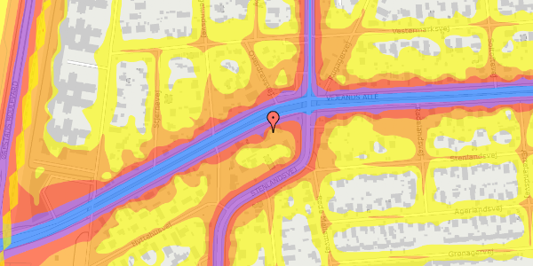 Trafikstøjkort på Vejlands Allé 151A, 2300 København S