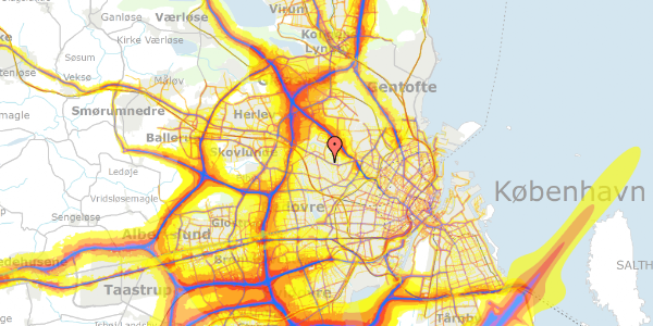 Trafikstøjkort på Veksøvej 7, 3. th, 2700 Brønshøj