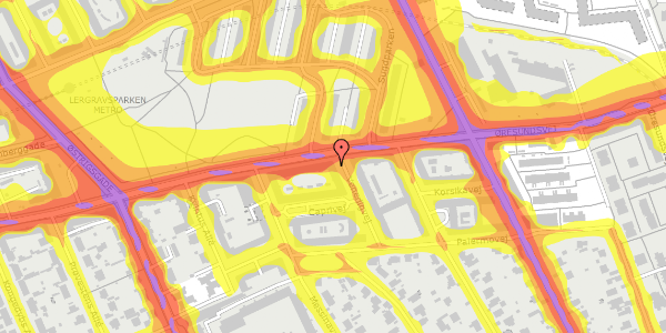 Trafikstøjkort på Venedigvej 2, 1. th, 2300 København S