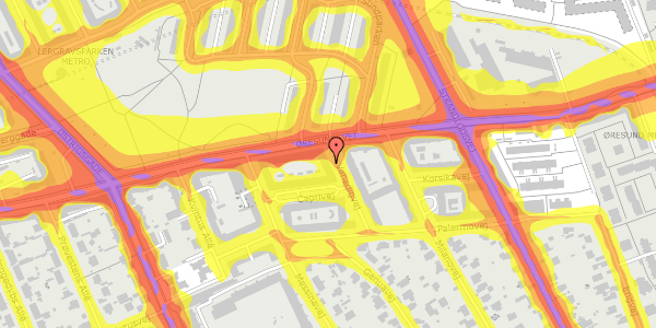 Trafikstøjkort på Venedigvej 4, 1. th, 2300 København S