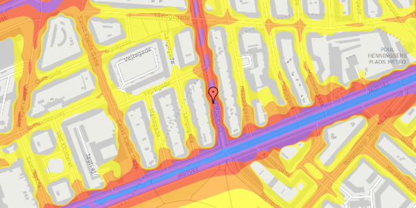 Trafikstøjkort på Vennemindevej 7, kl. th, 2100 København Ø