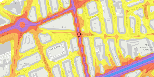 Trafikstøjkort på Vennemindevej 21, 1. tv, 2100 København Ø