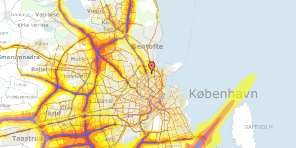 Trafikstøjkort på Venøgade 9, 1. th, 2100 København Ø