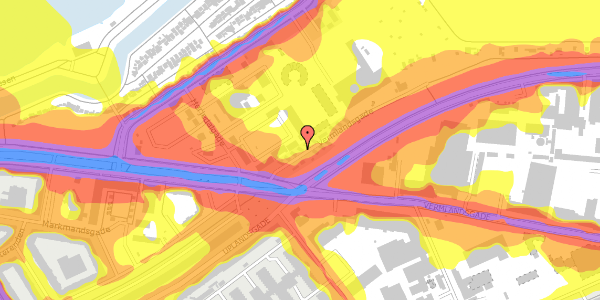 Trafikstøjkort på Vermlandsgade 33D, 2300 København S