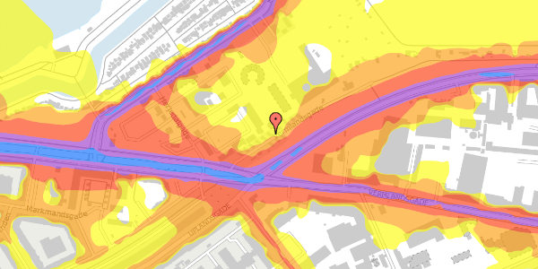 Trafikstøjkort på Vermlandsgade 33F, 2300 København S