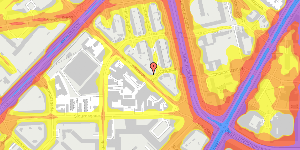 Trafikstøjkort på Vermundsgade 12, 1. th, 2100 København Ø