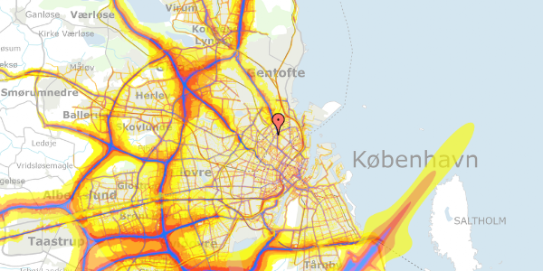 Trafikstøjkort på Vermundsgade 14, 1. tv, 2100 København Ø