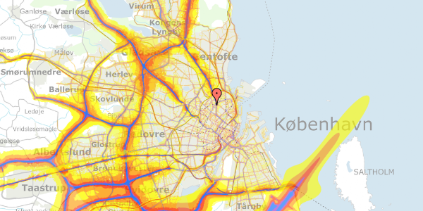 Trafikstøjkort på Vermundsgade 14, 2. th, 2100 København Ø