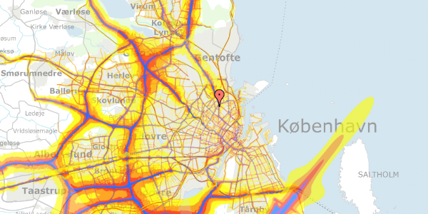 Trafikstøjkort på Vermundsgade 16, 1. , 2100 København Ø