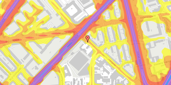 Trafikstøjkort på Vermundsgade 21, 2100 København Ø