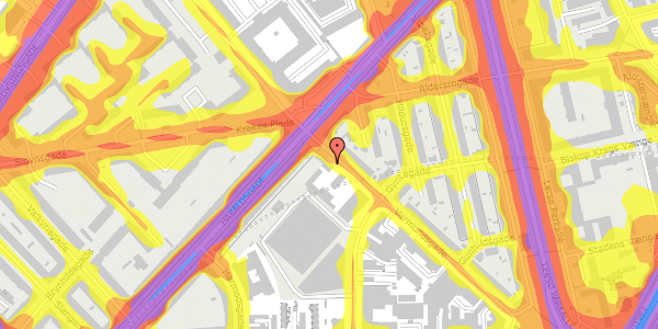 Trafikstøjkort på Vermundsgade 21, 1. , 2100 København Ø